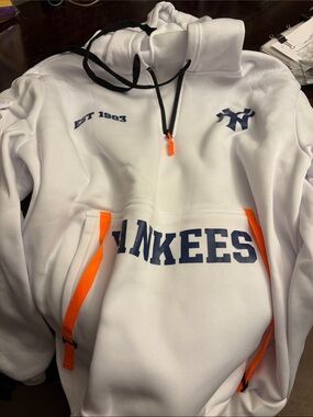 New York Yankees White Hoodie with Orange Accents